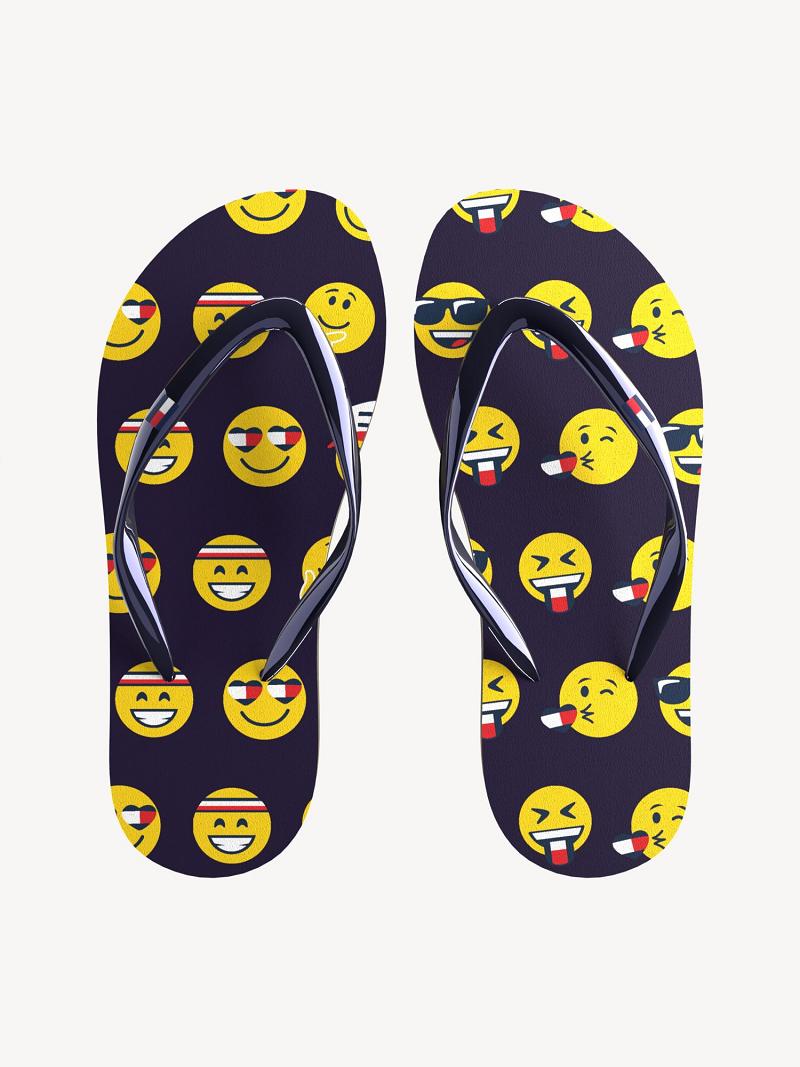 Lány Tommy Hilfiger Emoji Strandpapucs Sötétkék | HU 1981DFM